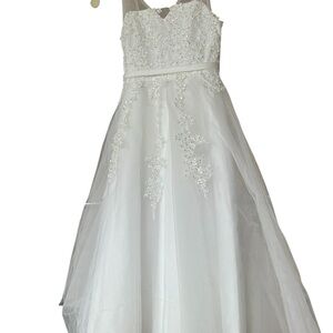 Tip Top Kids White Sleeveless Halter A-line Dress